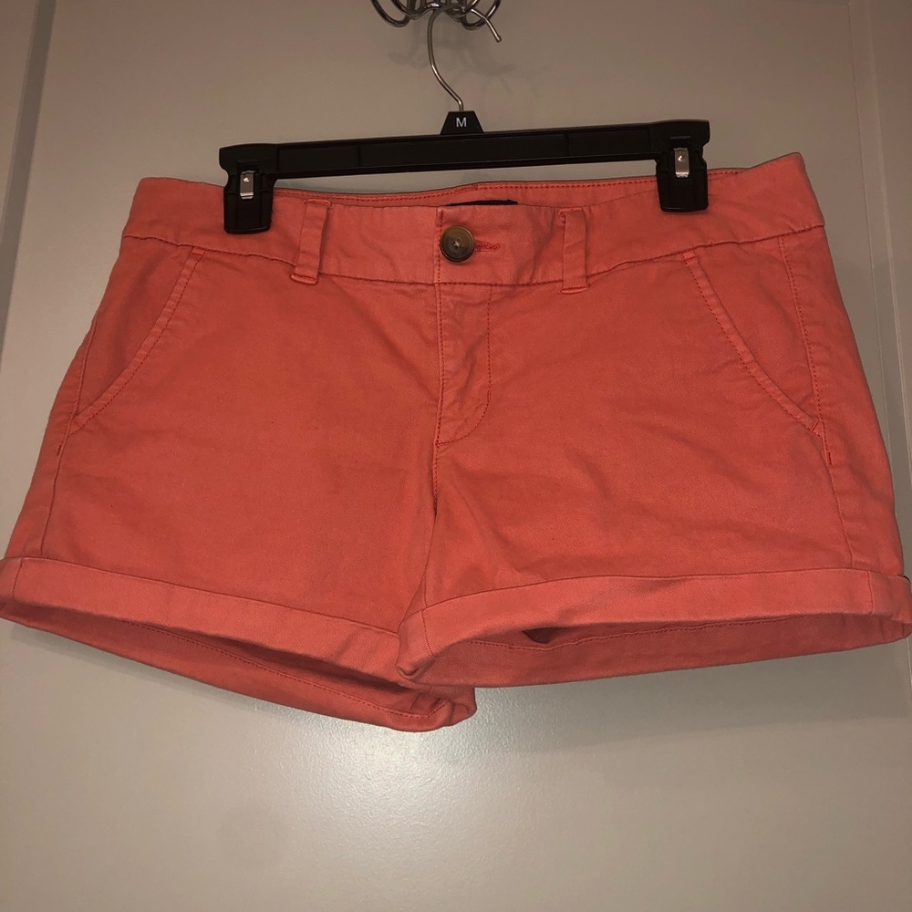 American Eagle Coral Midi Shorts